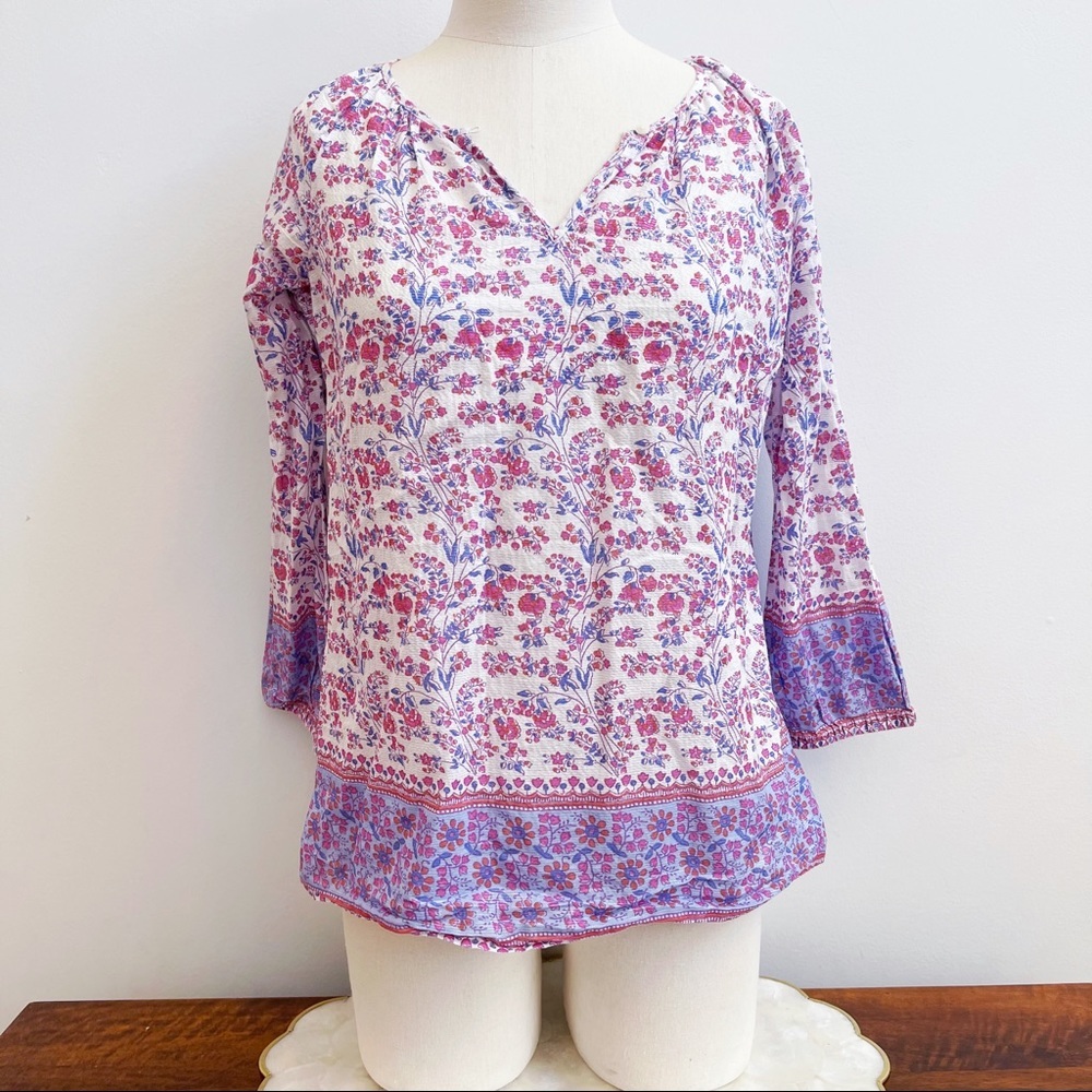 Crewcuts Pink Metallic 3/4 Sleeve Peasant Top XS